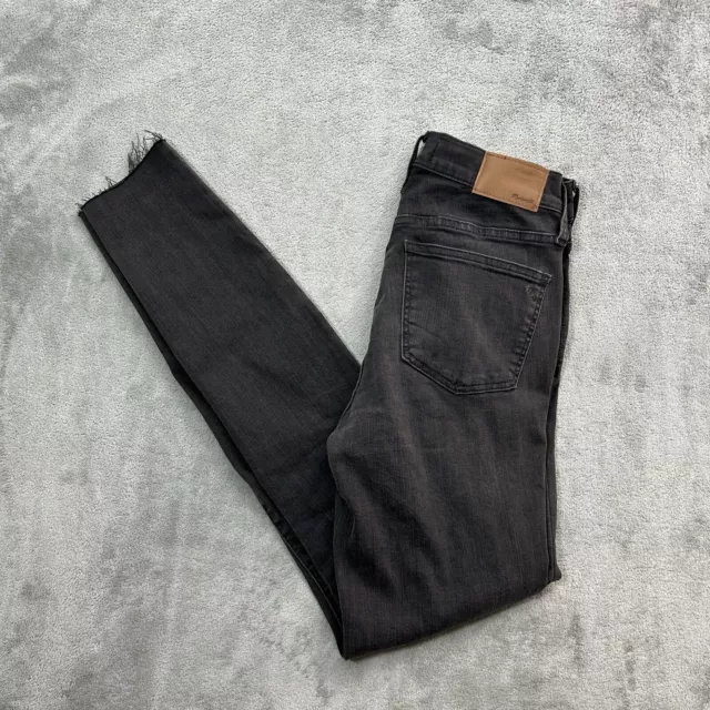 Madewell Jeans Womens 26 Tall Black 9" High-Rise Skinny Denim Distressed Stretch