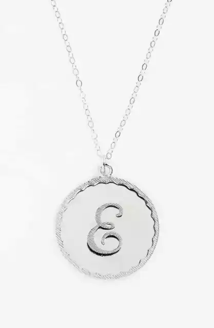 MOON & LOLA e Womens Silver Dalton Long "E" Initial 30" Pendant Necklace NWT $76