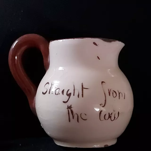 Watcombe Pottery Old Cottage Motto Cream  Jug "Straight From The Cow" BRIXHAM 2