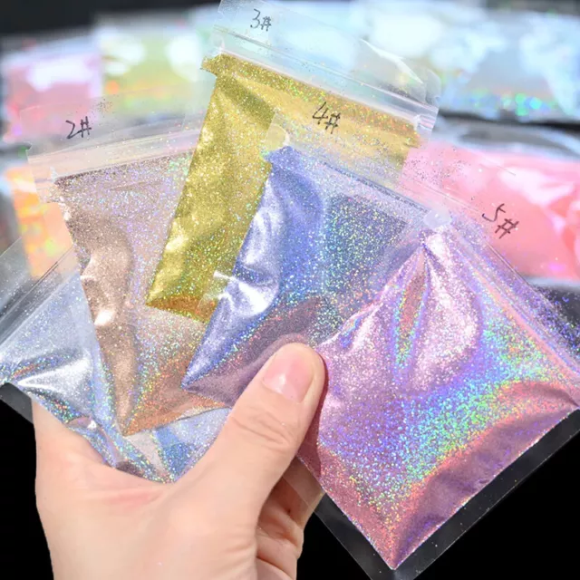 10g Laser Holographic Bulk Glitter Nail Shining Sparkly Pigment Nail Powder