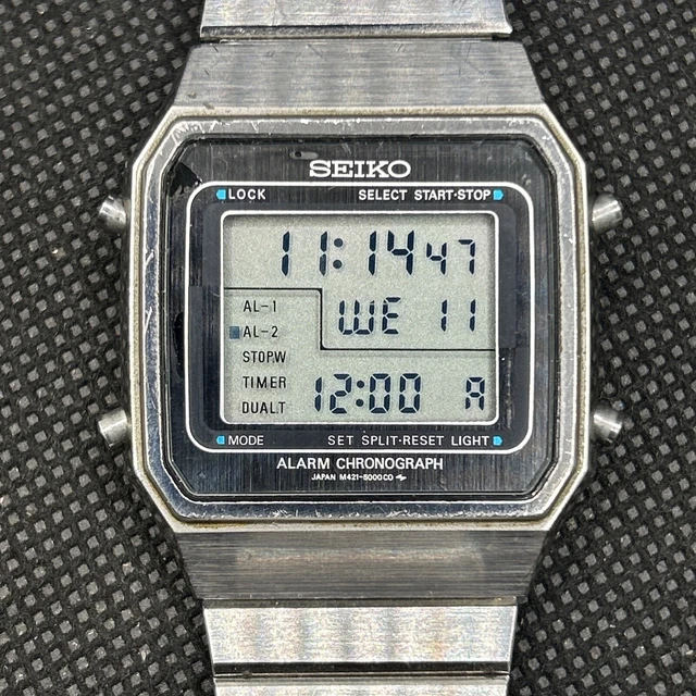 Montre LCD Numérique Seiko M421-5010 Vintage Années 80 - Pour Homme, Rare, Affichage 12h/24h