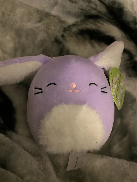 NWT KELLYTOY SQUISHMALLOWS 5” Bubbles the Purple Bunny W/Fuzzy Belly ...