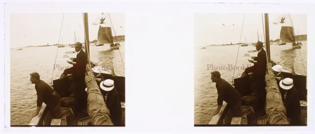 FRANCE Sailboat Travel c1930 Photo Stereo Glass Plate Vintage P29L5n 2