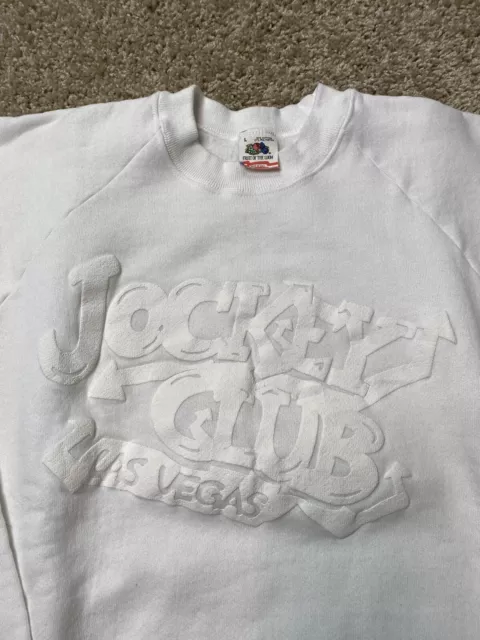 Vintage 90s Jockey Club Las Vegas Sweatshirt White Puff Print Hotel Casino