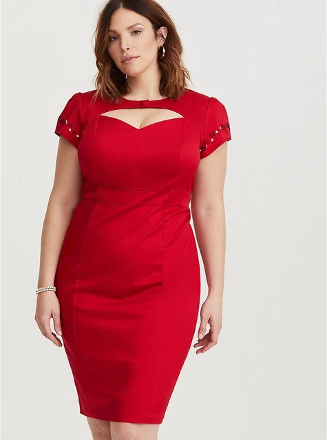 Torrid 00X Betty Boop Red Keyhole Cut Out Cap Sleeve Pin Up Rockability Plus Nwt