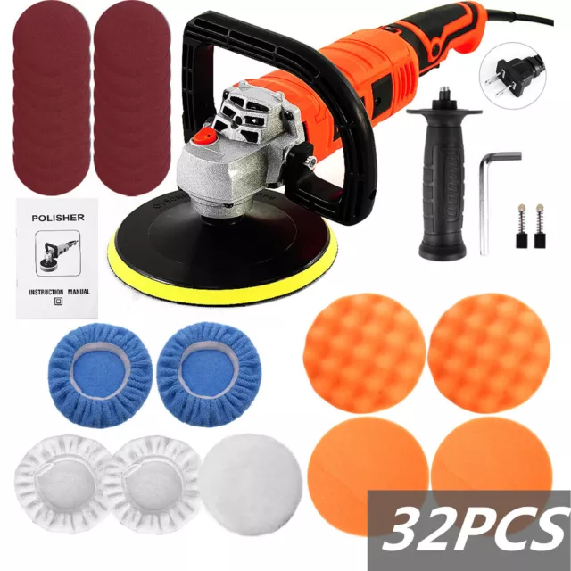 1580W Rotary Car Polisher Buffer Sander 7"Polishing Machine Waxer Pad