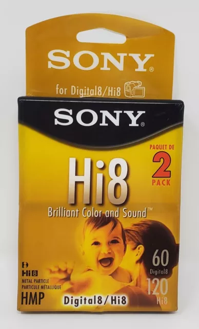 Sony Hi8 60 min Digital8 120 min Hi8 HMP Cassette Tape 2 Pack  NEW IN PKG SEALED