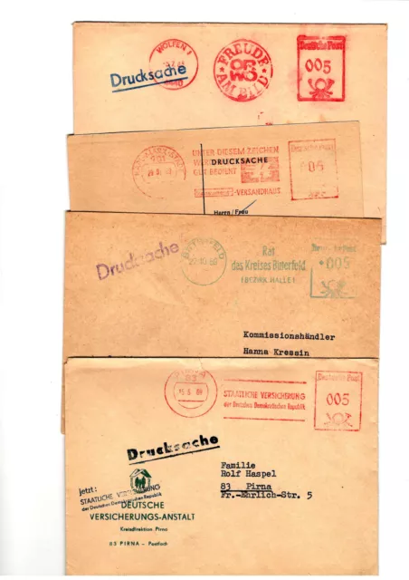 DDR 1959 u. spätere - 5Pfg. Porto  vier Bedarfsbelege, dabei konsument Versandh.