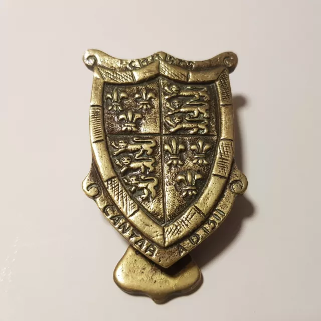 Antique Christs College Cambridge University Crest brass door knocker England