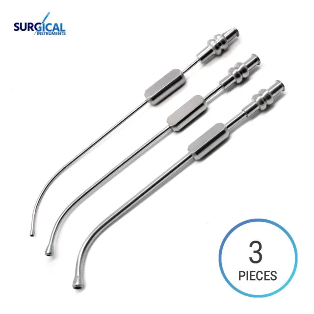 3 Pcs Sinus Cannula Suction Tube Set 2.5, 3 & 4 mm ENT Dental Implant German Gr
