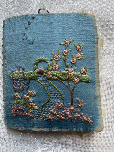 Antique Needle Book Case Handmade With Fine Stitching And Embroidery    R A R E