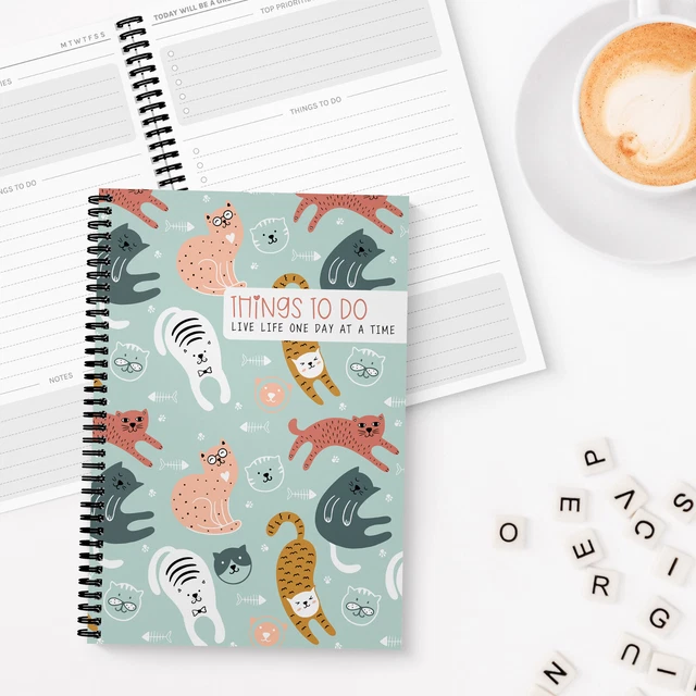 THINGS TO DO LIST Book CUTE CATS Task Planner Ladies Daily Shopping