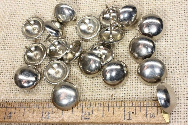 20 Old Nickel On Solid Brass Tacks 3/4” Round Head Vintage 1957 Furniture Feet