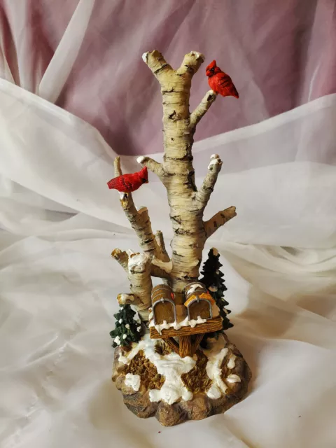 Dept 56 Village Accessory #52631 Birch Tree Cluster w/ Two Mailboxes & Cardinals