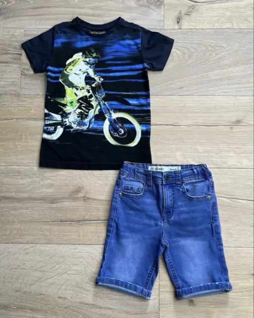 NEXT PRIMARK BOYS SUMMER SHORTS  OUTFIT *5y TOP DENIM HOLIDAY WEAR 5 YEARS (5-6y