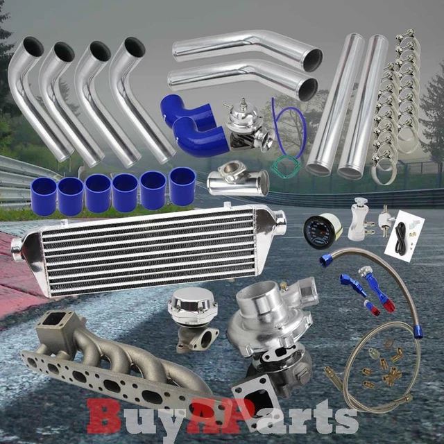 CHROME INTERCOOLER PIPING Blue Coupler Turbo Kit for BMW E36, E46 2.5