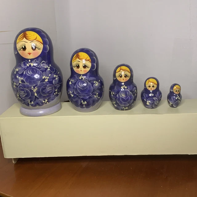RUSSIAN SEMENOV NESTING dolls Matryoshka set 3 pcs Hand painted in Russia 6 EUR 21,00 - FR