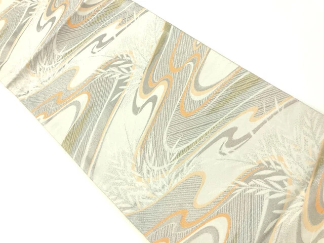 6484148: Japanese Kimono / Vintage Fukuro Obi / Woven Grass & Stream