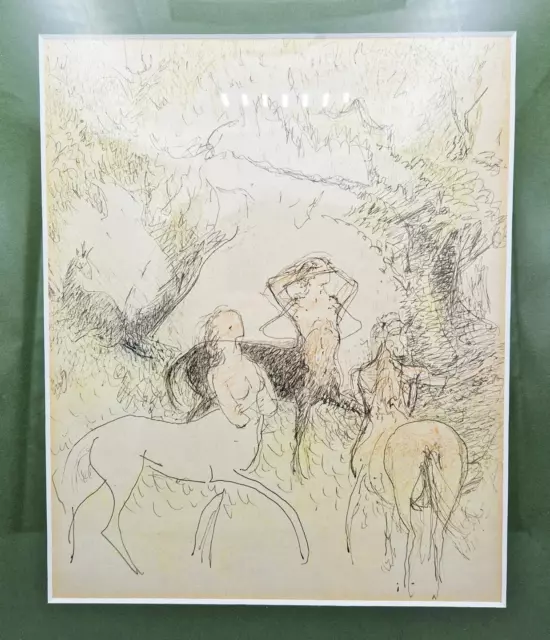 RAYMOND JAMES COXON THE CENTAURS PEN & CRAYON FRAMED DRAWING c1930