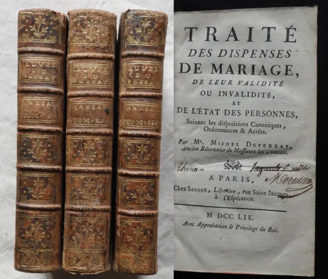 Traité des CONTRATS DE MARIAGE (par J.A. SERIEUX 1762, 3/3 Tomes) DROIT