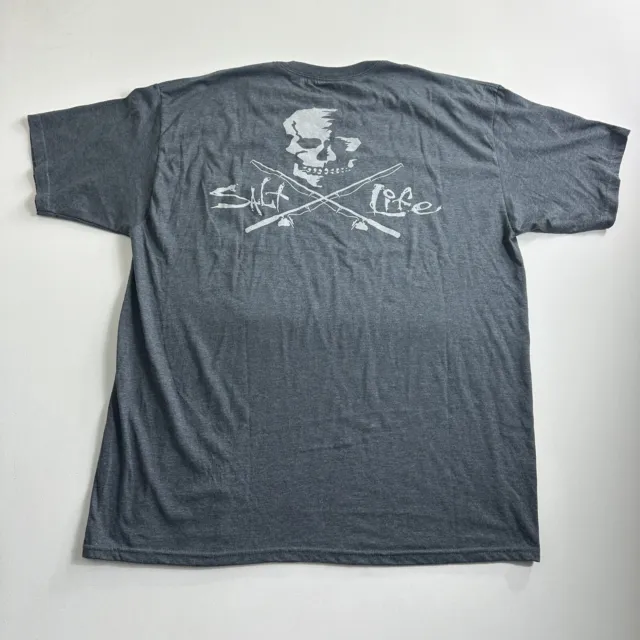 Salt Life Mens Gray Short Sleeve Crew Neck Skull Graphic T Shirt Size XL Outdoor