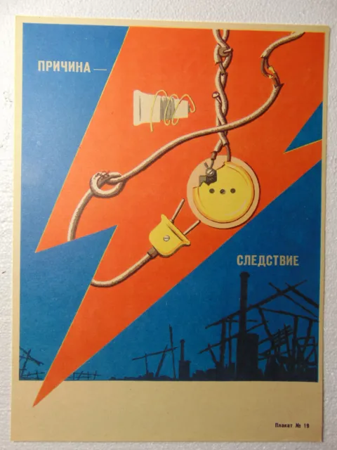 Original Fire Hazard Safety Poster Soviet Danger fire fighter sign Electricity