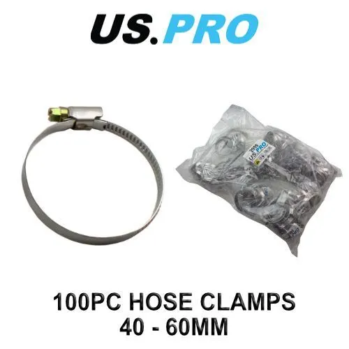 US PRO 100 x 40 - 60mm zinc plated Steel Hose clamps (Jubilee clip style) 2999