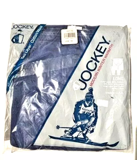 New Vtg JOCKEY Long Johns Navy 2 Layer Cotton Wool Thermal Underwear USA sz 30