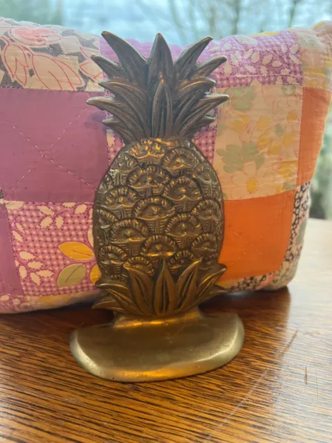 Brass Pineapple Bookends Pair Penco Hollywood Regency MCM Vintage Gold Set
