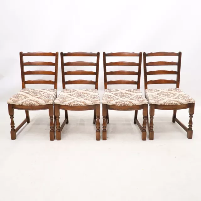 4 Old Charm Ladderback Dining Chairs Tudor Brown Amwell Tapestry FREE Delivery*