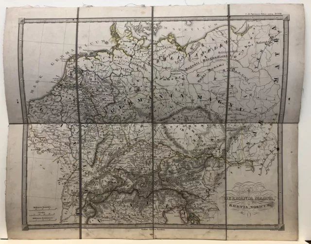 Origin Kupferstich Karte Map Spruner Perthes 1835 Germania Magna Rhaetia Noricum