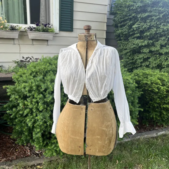 Light Antique Edwardian Summer Blouse 1900 Victorian Collar Dress Top Shirtwaist