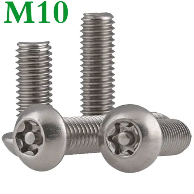 M10 Metric 304 Stainless Steel Pin Tamper Torx Security Button Head Screws Bolts