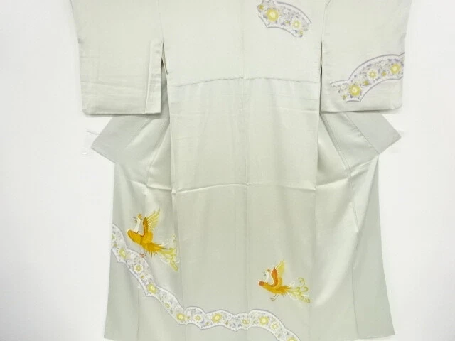 47585# Japanese Kimono / Antique Kimono / Embroidery / Phoenix & Floral Sara