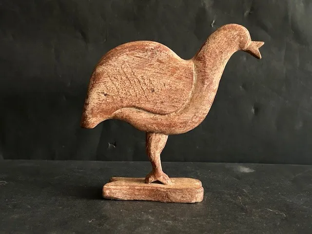 Raro Antiguo Vintage Tallado a Mano Único Madera Pato Figura Estatua .sculpture