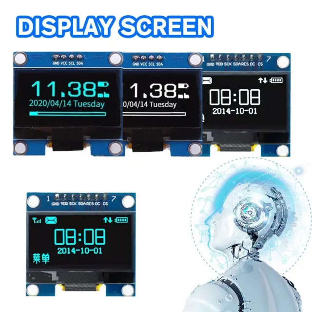 OLED Modul 1,3 Zoll LCD LED Bildschirm Weiß/Blau 128 x 64 SSD1306 SH1106 [ν C1G9