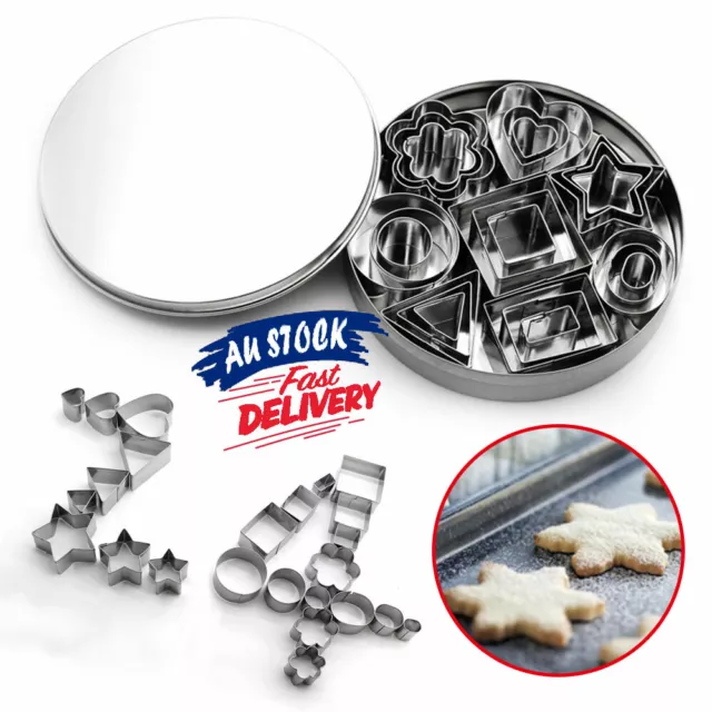 24pcs/Set Stainless Steel Baking Mould Cutter Dough Round Biscuit Cake Cookie