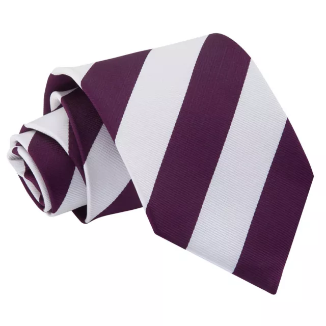 Purple & White Tie Woven Striped Mens Formal Classic Necktie by DQT