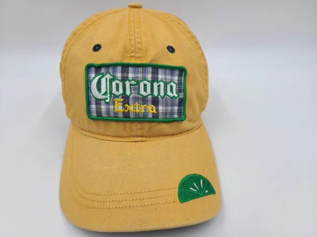 Corona Extra Cerveza Beer Lime Plaid Adjustable Hat Cap Men Women Yellow Green