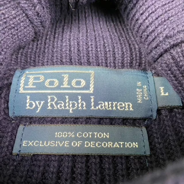 POLO RALPH LAUREN Shawl Collar Pullover Sweater Men's Large Blue $26.99 ...