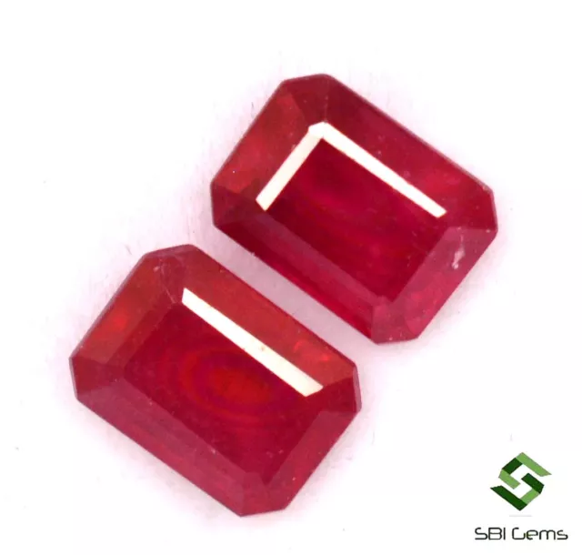 4.23 Cts Natural Ruby Octagon Cut Pair 8x6 mm Reddish Shade Loose Gemstones GF 3