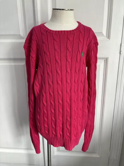 POLO  Ralph Lauren Cable Knit 100% Cotton Pink Jumper. Size XS