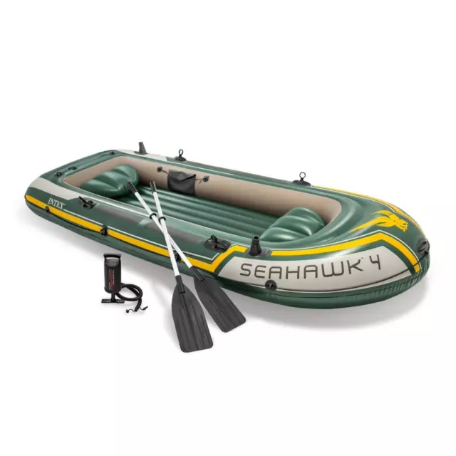 Intex 68351 Schlauchboot Seahawk 4 Ruderboot Set Angelboot inkl. Pumpe Paddel