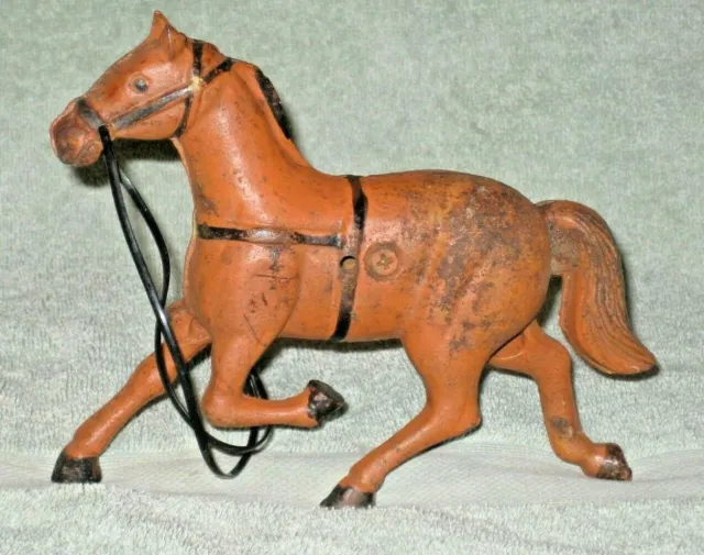 Old Cast Iron Toy Horse for Drawn Sulky Harness Racer or Surrey