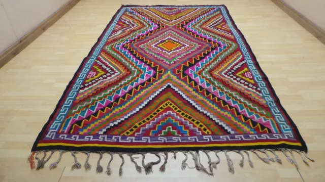 Large Turkish CARPET RUG HAND MADE WOOL Living Room KILIM  10ft 4" x 6ft 1"