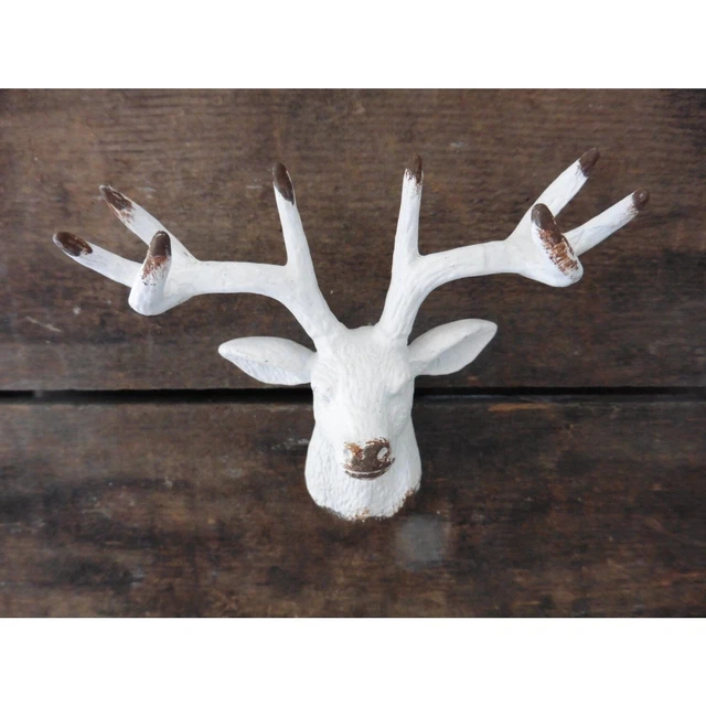 Vintage Drawer Pull White Metal Deer Handle Kitchen Cabinet Dresser Door Knob