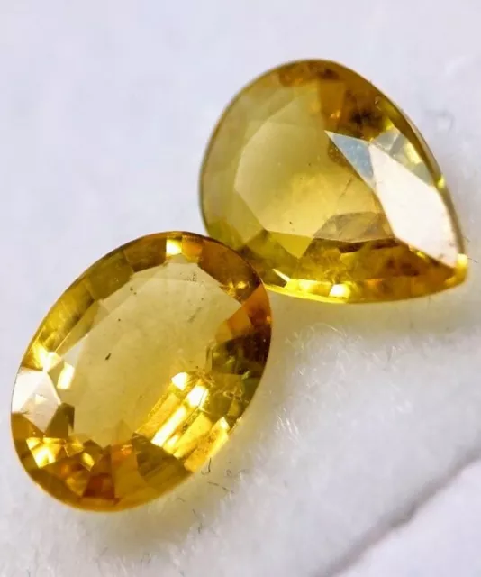 2 pcs Héliodore 2.11ct (Intense Yellow Béryl) untreated unheated Certifiate ALGT