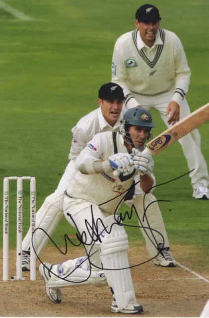 Justin Langer -  "Australia Test Cricketer"  - In Person Signed Colour Photo