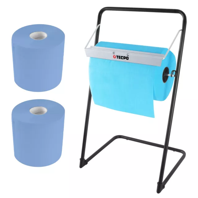 TECPO PUTZTUCHROLLEN BODENSTÄNDER + 2 PUTZROLLEN PUTZPAPIER 2-LAGIG 21cm  BREIT