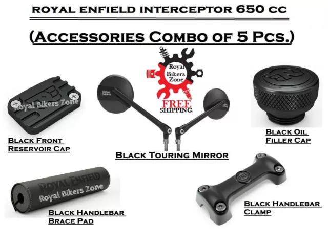 Royal Enfield "Interceptor 650" "Black Touring Mirror" Paquete combinado de...